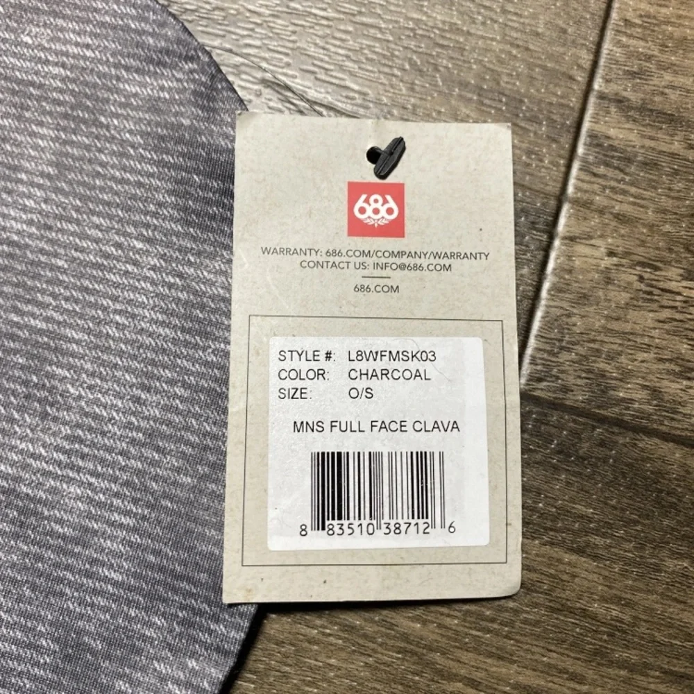 686 Balaclava O/S Charcoal Hunter Face Mask DWR Full Face Clava UPF 40 L8WFMSK03